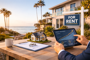 Coastal property management at sunset